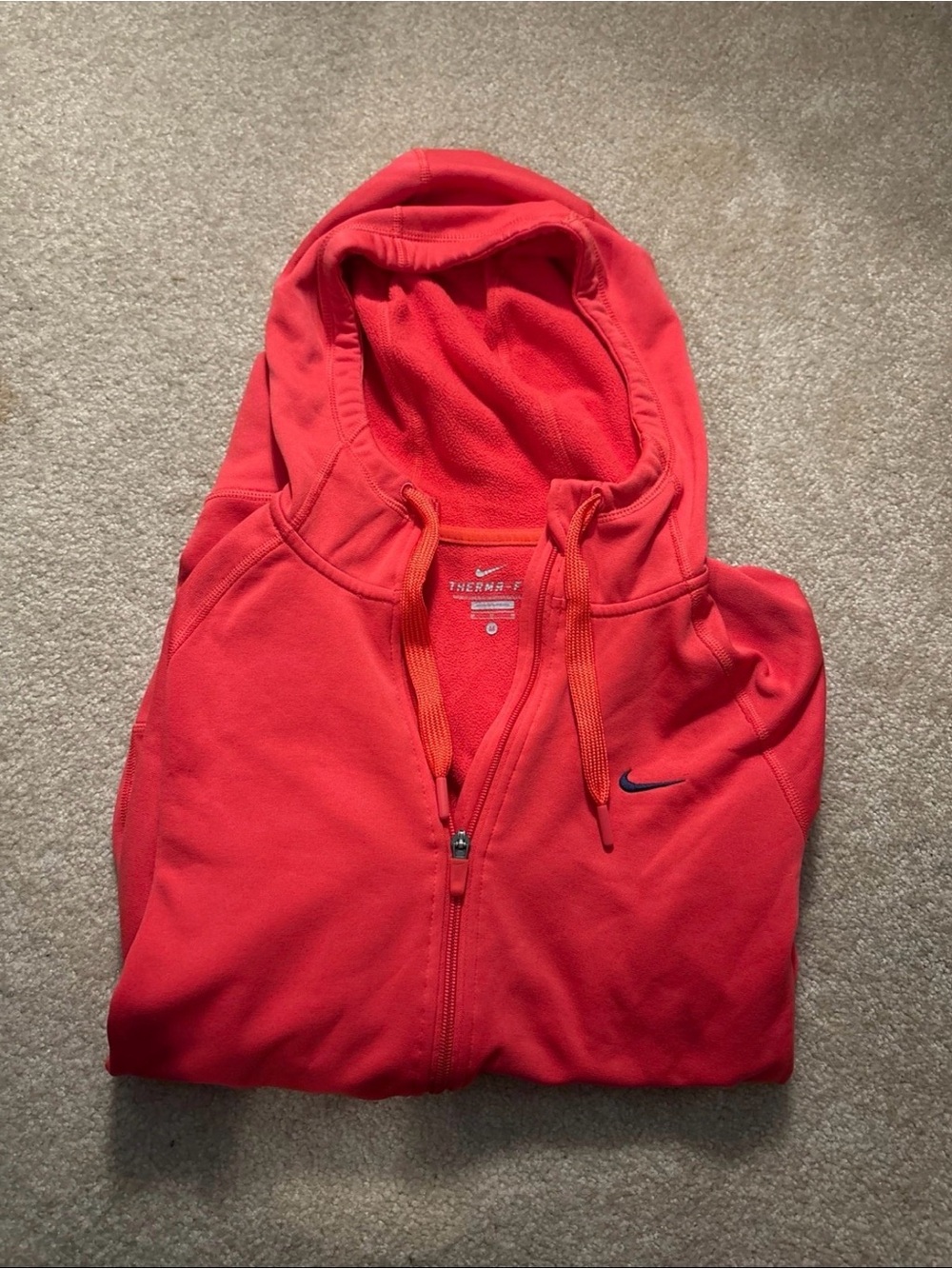 Nike Therma-FIT Full Zip Hoodie Red Black Swoosh (Size M)